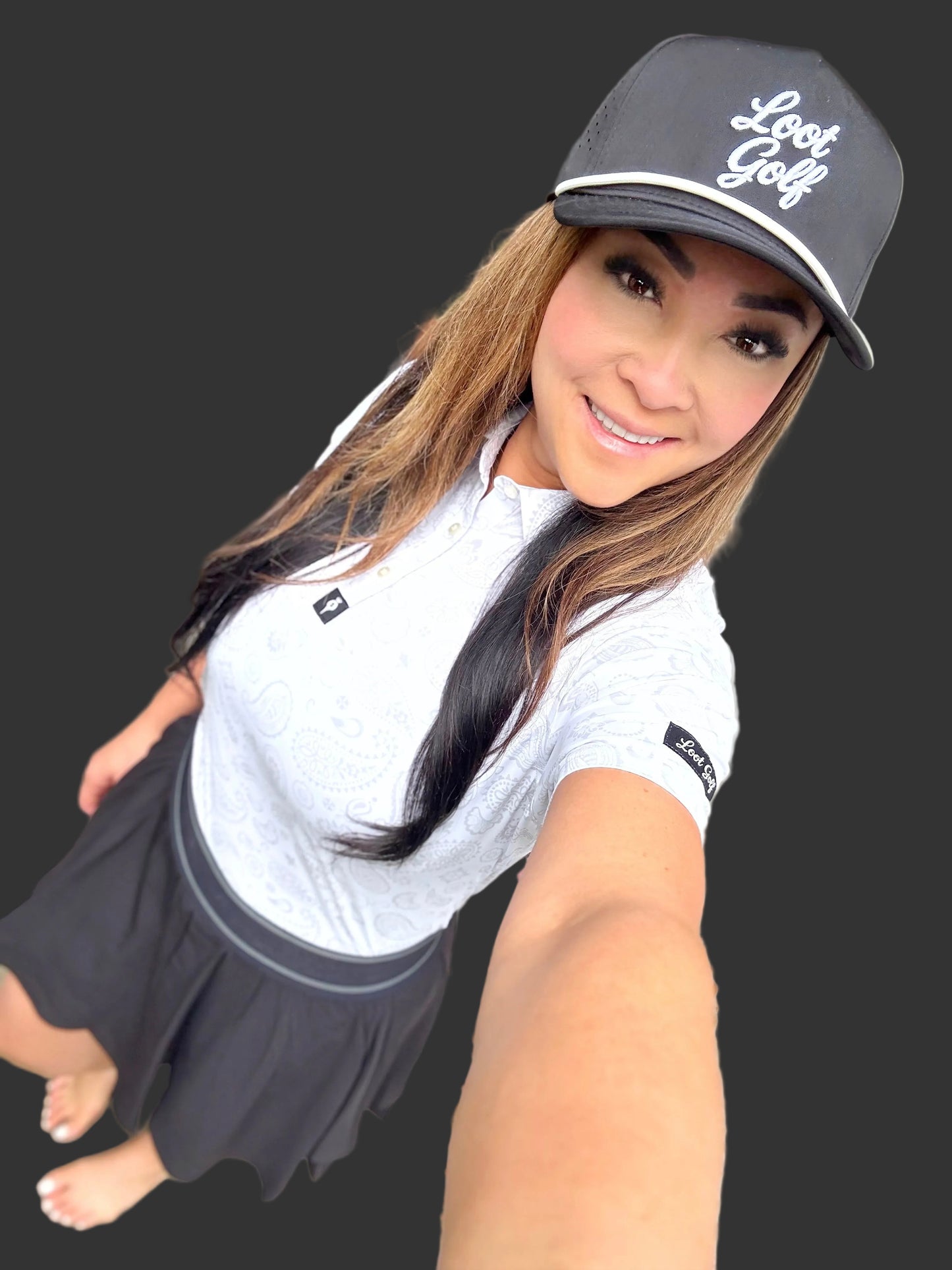 Women's Performance Polo - White Paisley