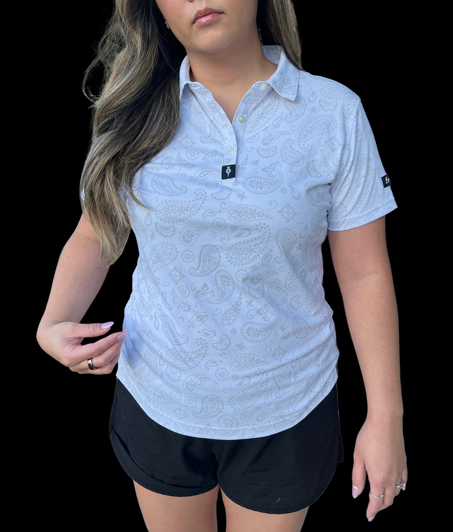 Women's Performance Polo - White Paisley