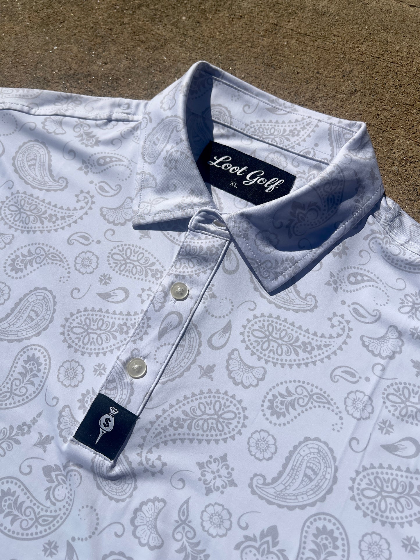 "The Grind" Polo - White Paisley